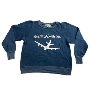 Wildfox Airplane “Get High With Me” Navy/White Airplane Graphic Crew Neck